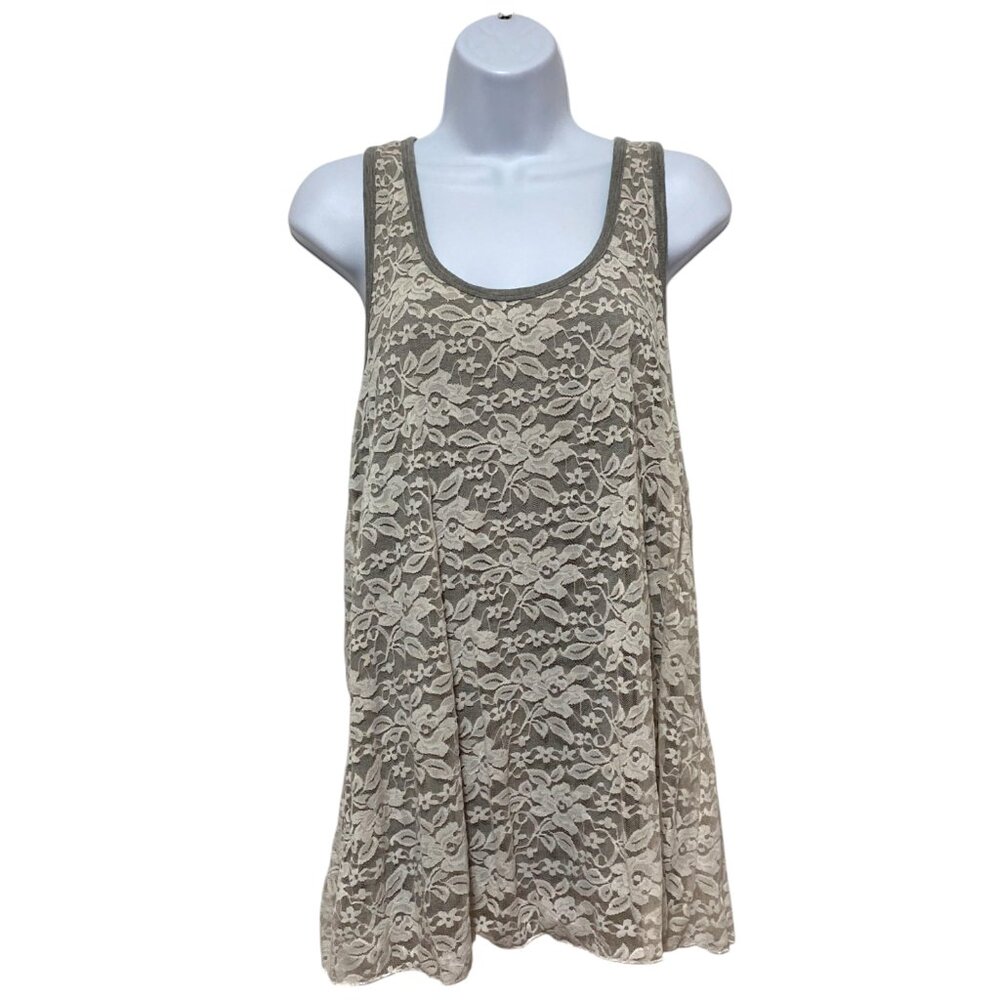 Women's Large Sleeveless Pullover Top Floral Lace Design By-Valerie Bertinelli